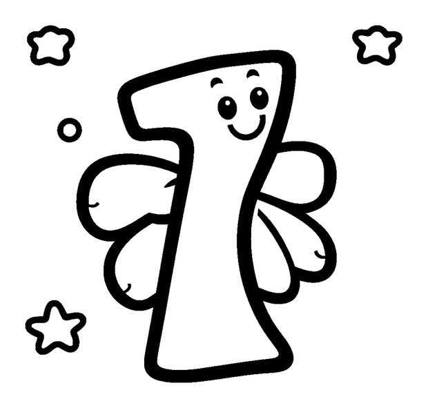 Number One colouring page — free printable for kids