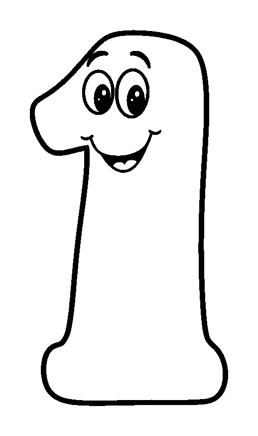 Number One colouring page — free printable for toddlers