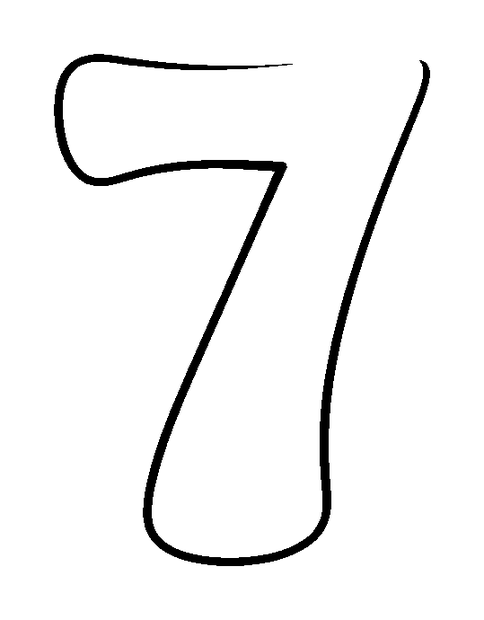 Number Seven colouring page — free printable for kids