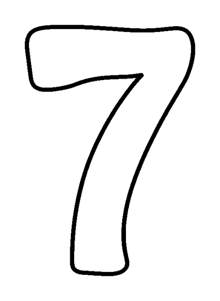 Number Seven colouring page — free printable for toddlers