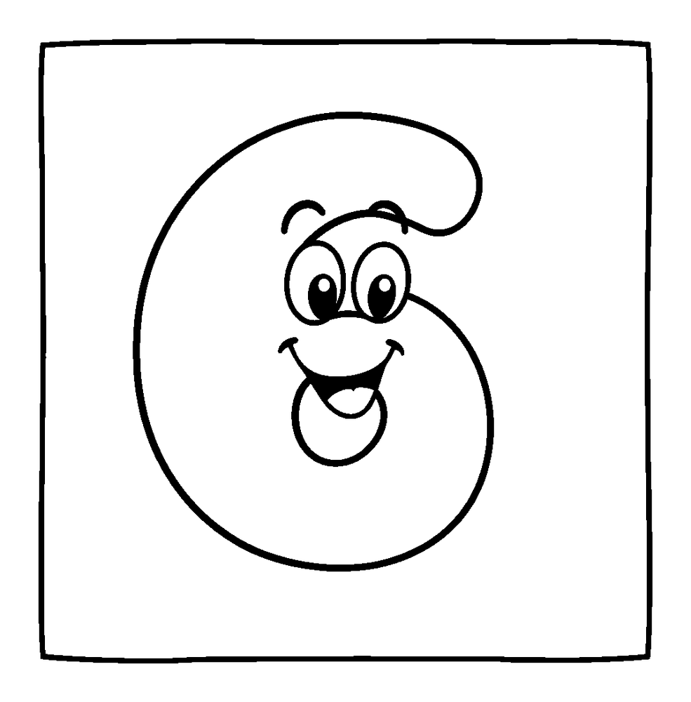 Number Six colouring page — free printable for kids