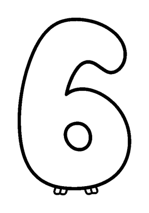 Number Six Colouring Page (Kids, Bold & Easy)