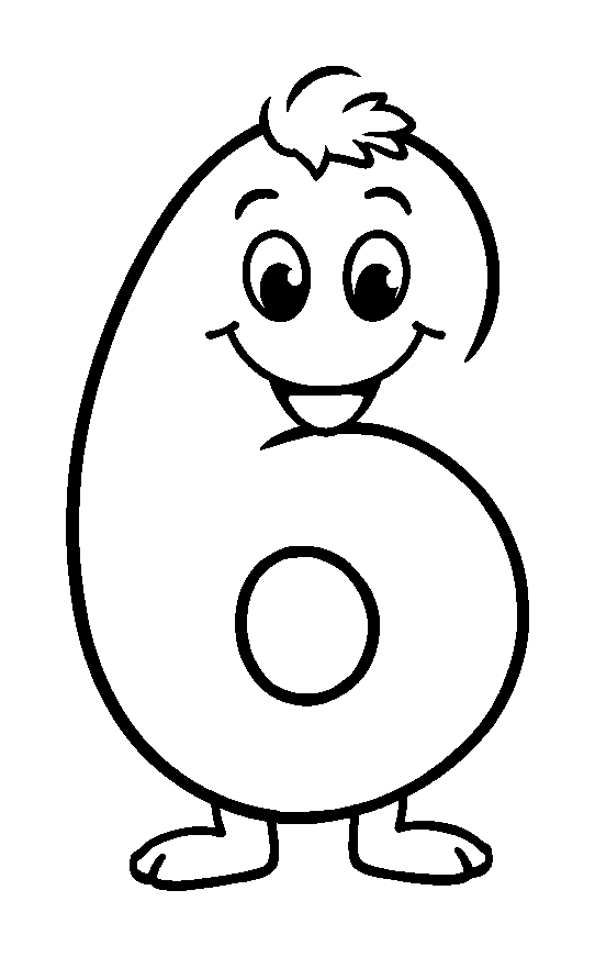Number Six colouring page — free printable for toddlers