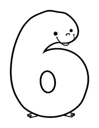 Number Six Colouring Page (Toddler, Bold & Easy)