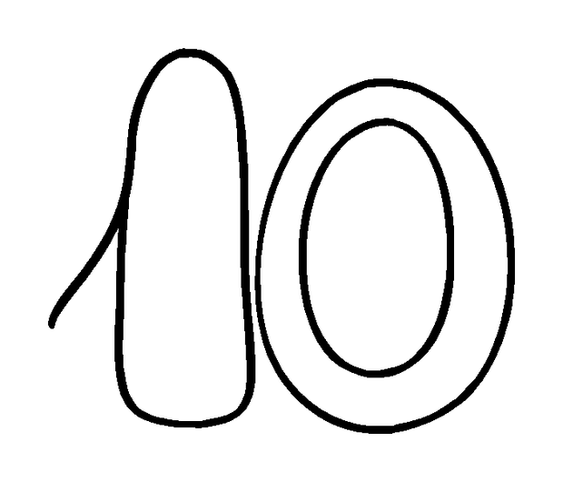 Number Ten colouring page — free printable for kids