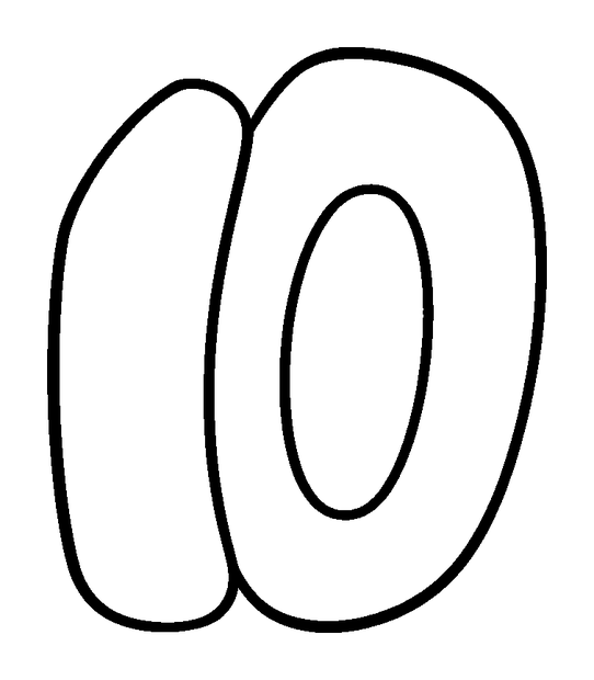 Number Ten colouring page — free printable for kids