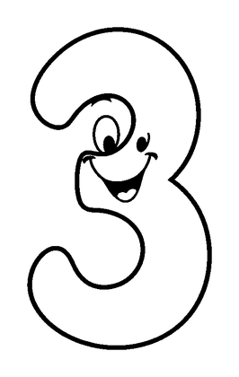 Number Three Colouring Page (Kids, Standard)