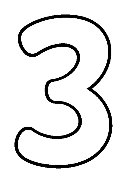 Number Three colouring page — free printable for kids