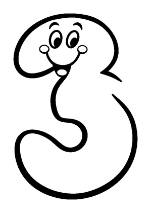 Number Three Colouring Page (Toddler, Bold & Easy)