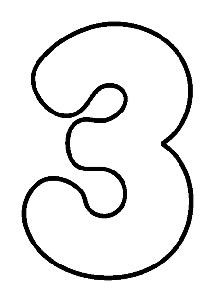 Number Three colouring page — free printable for toddlers