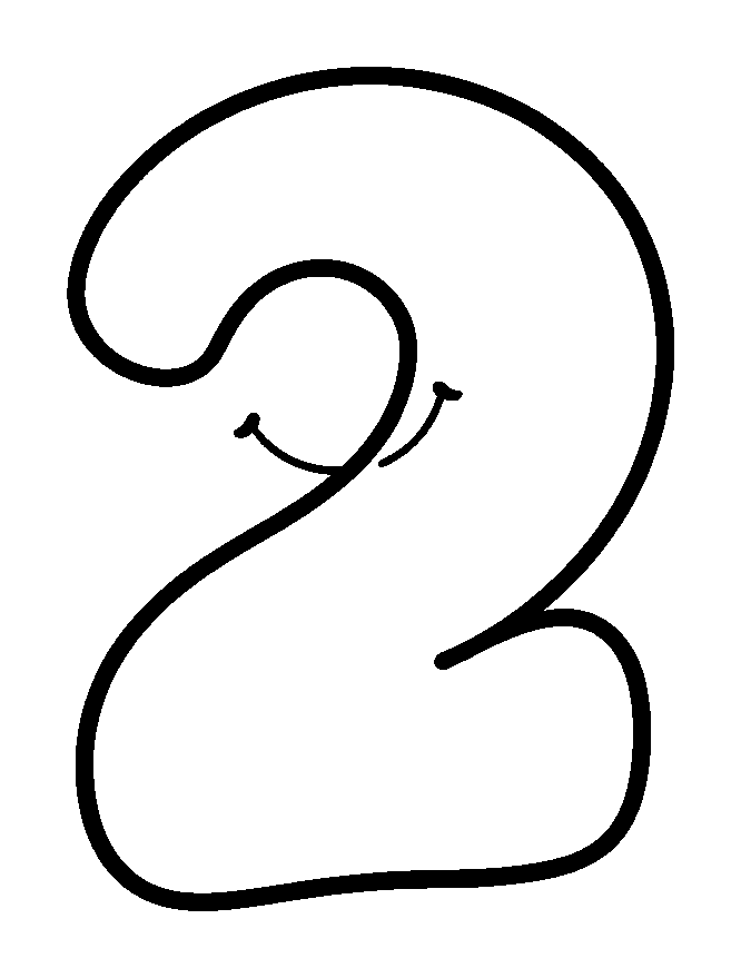 Number Two colouring page — free printable for toddlers