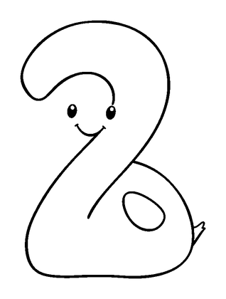 Number Two Colouring Page (Toddler, Bold & Easy)