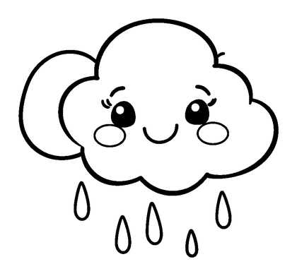 Rain Cloud Colouring Page (Kids, Bold & Easy)