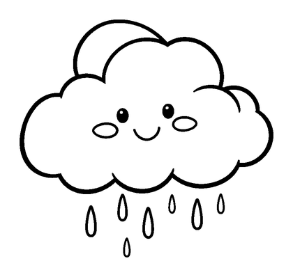 Rain Cloud Colouring Page (Kids, Bold & Easy)