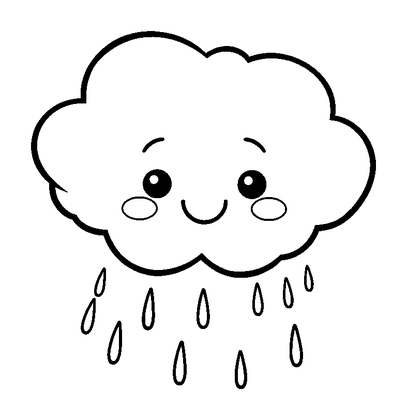 Rain Cloud Colouring Page (Toddler, Bold & Easy)