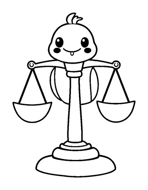Scales Balance colouring page — free printable for kids