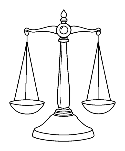 Scales Balance colouring page — free printable for toddlers
