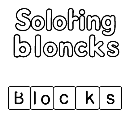 Spelling Blocks Colouring Page (Kids, Bold & Easy)