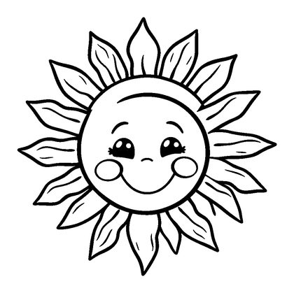 Sun Colouring Page (Kids, Bold & Easy)