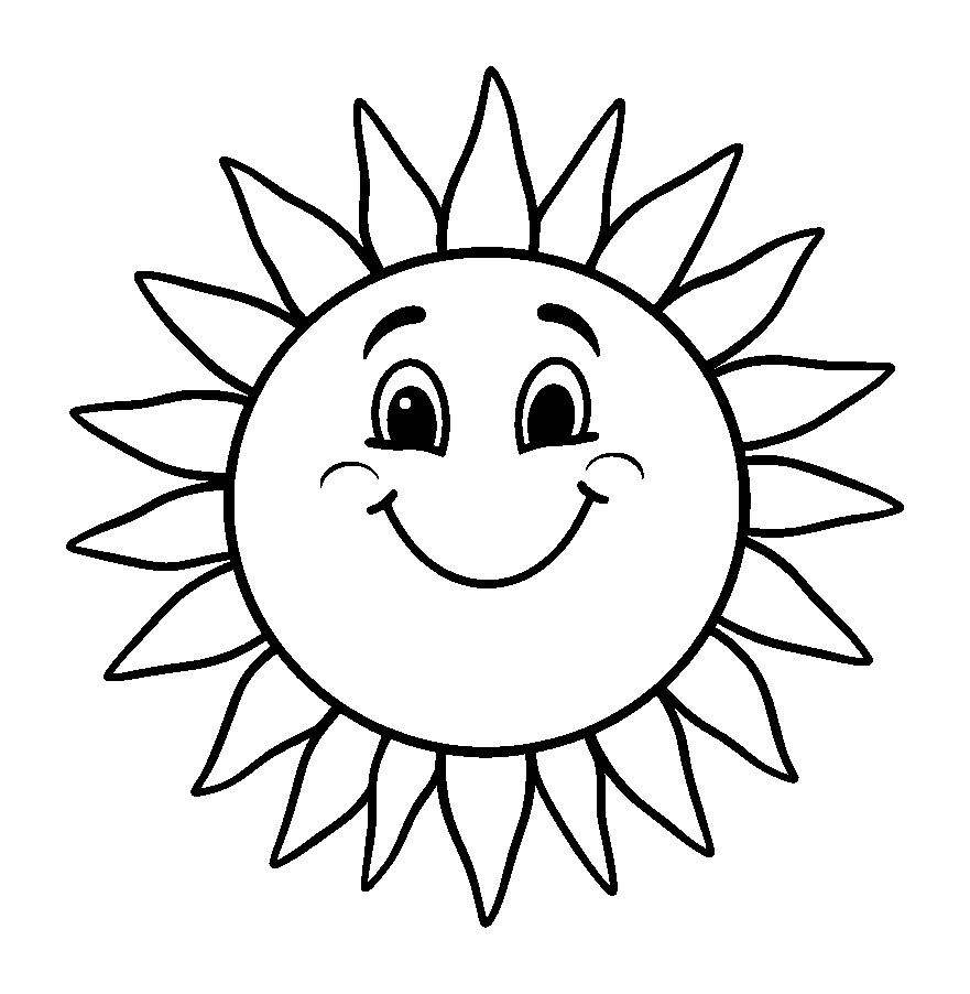 Sun colouring page — free printable for toddlers