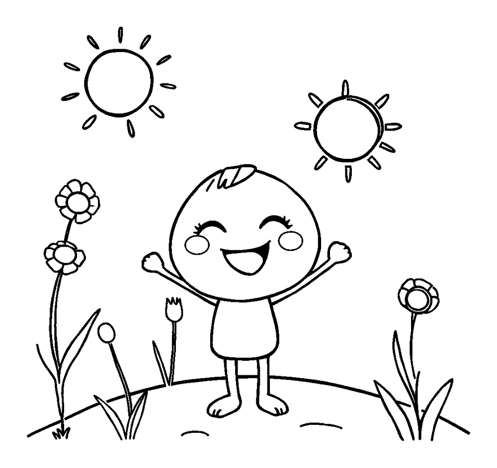 Sunny Day colouring page — free printable for kids