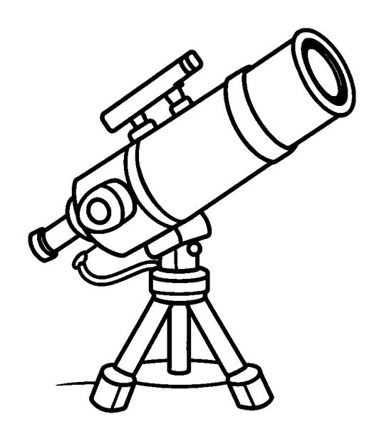 Telescope Learning colouring page — free printable for kids