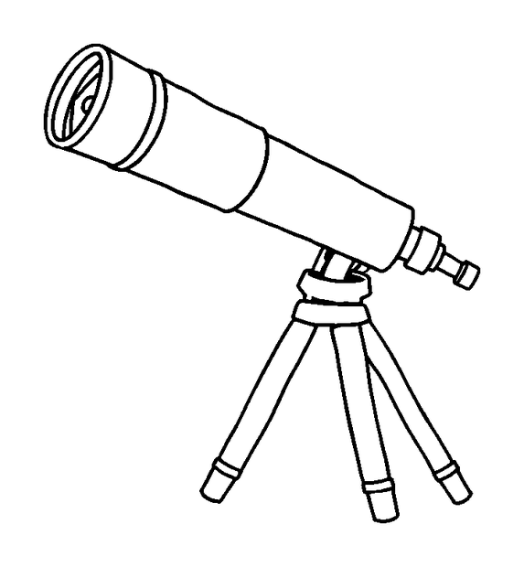 Telescope Learning colouring page — free printable for kids