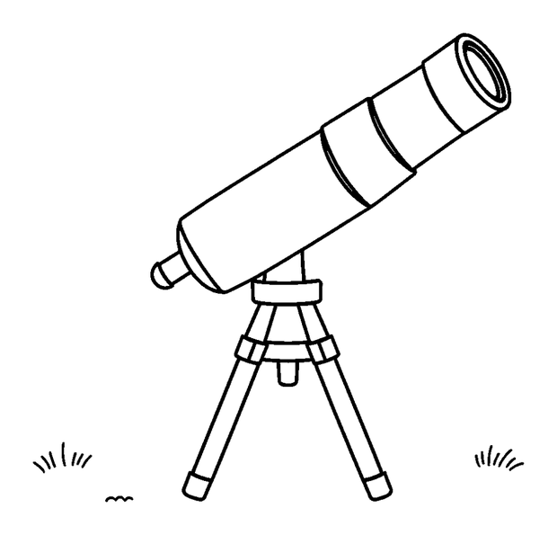 Telescope Learning colouring page — free printable for toddlers