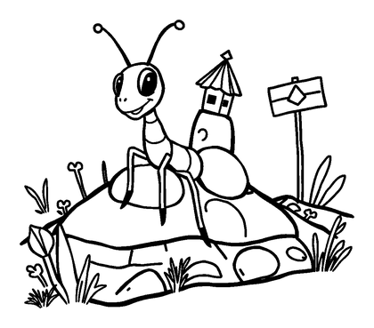 Ant Hill Colouring Page (Kids, Bold & Easy)