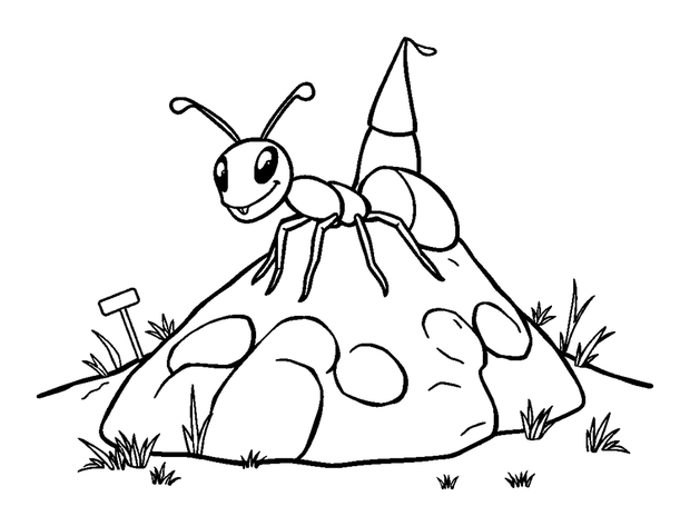 Ant Hill colouring page — free printable for toddlers