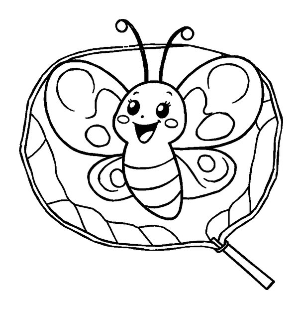 Butterfly Net colouring page — free printable for kids