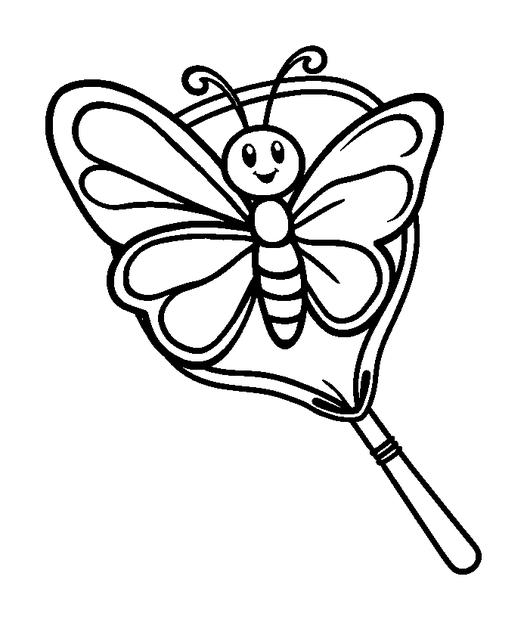 Butterfly Net colouring page — free printable for toddlers