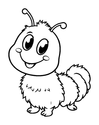 Caterpillar Fuzzy Colouring Page (Kids, Bold & Easy)