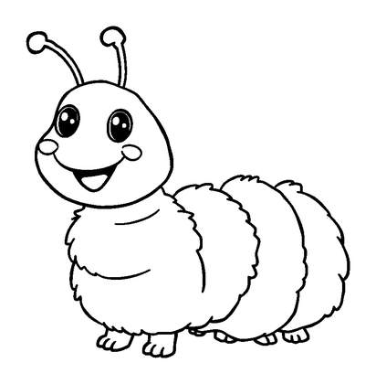 Caterpillar Fuzzy Colouring Page (Kids, Standard)