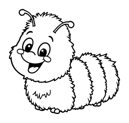 Caterpillar Fuzzy Colouring Page (Toddler, Bold & Easy)