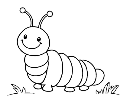 Caterpillar Segmented Colouring Page (Kids, Bold & Easy)