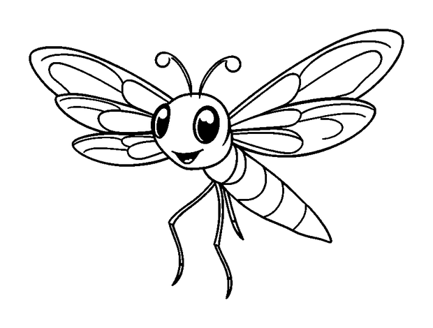 Damselfly colouring page — free printable for kids