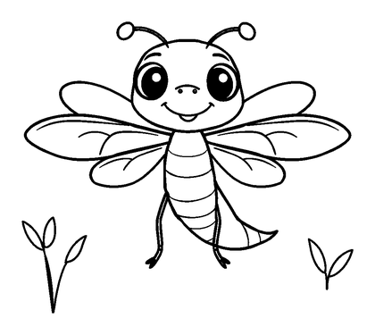 Dragonfly Iridescent Colouring Page (Toddler, Bold & Easy)