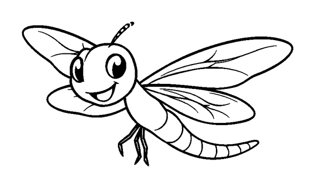 Dragonfly colouring page — free printable for kids