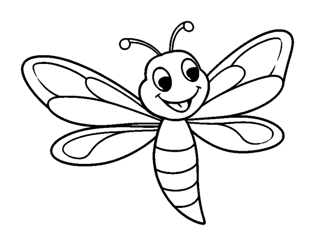 Dragonfly colouring page — free printable for toddlers