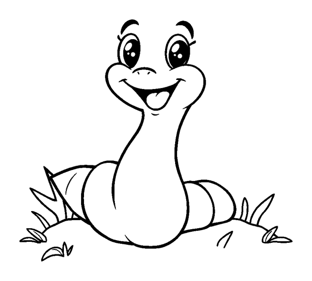 Earthworm colouring page — free printable for kids
