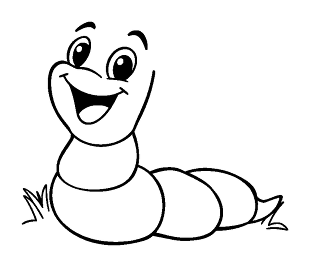 Earthworm colouring page — free printable for kids
