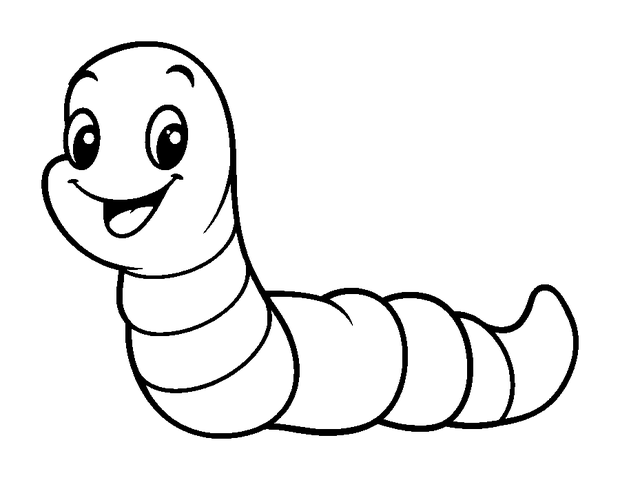Earthworm colouring page — free printable for toddlers