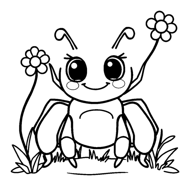 Garden Spider colouring page — free printable for toddlers