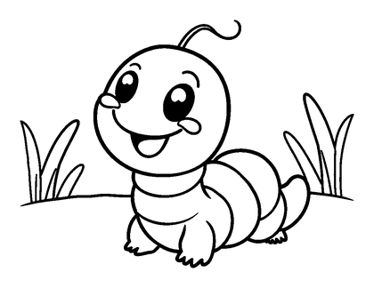 Glow Worm Colouring Page (Kids, Bold & Easy)
