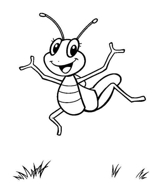Grasshopper Jumping colouring page — free printable for kids