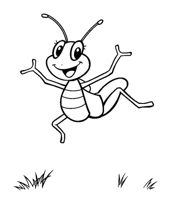 Grasshopper Jumping Colouring Page (Kids, Standard)