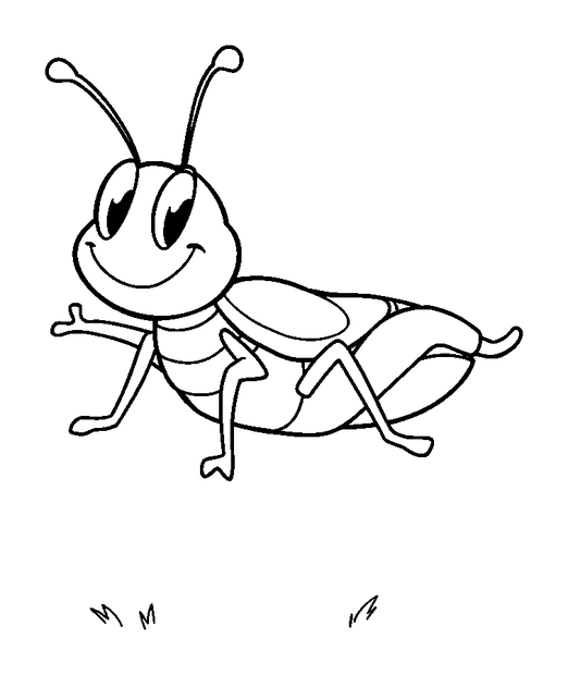 Grasshopper Jumping colouring page — free printable for toddlers