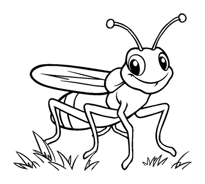 Grasshopper Colouring Page (Kids, Bold & Easy)