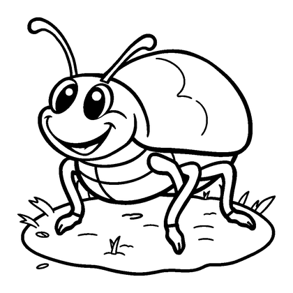 Ground Beetle Colouring Page (Kids, Bold & Easy)
